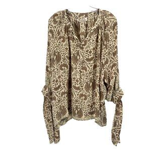 Natalie Martin Silky Popover Top Green Sz Large